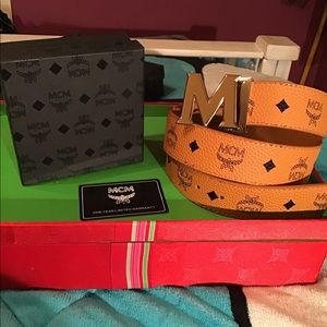 Authentic MCM Cognac Reversible Belt